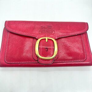 COACH 1941 LEATHER WALLET DARK RED PURPLE INTERIOR GOLD BUCKLE